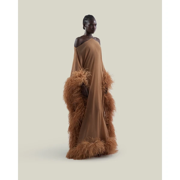 Taller Marmo Feathered Sza Sza Spirito Kaftan - Dresses - Italian Luxury Evening Wear at Luxury Shoes 