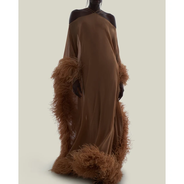 Taller Marmo Feathered Sza Sza Spirito Kaftan - Dresses - Italian Luxury Evening Wear at Luxury Shoes 