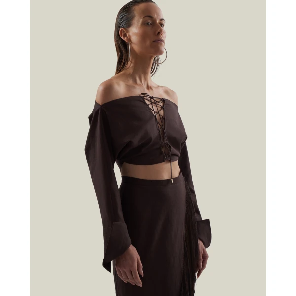 Taller Marmo Mila Desert Blouse - Tops - Italian Luxury Evening Wear at Luxury Shoes 