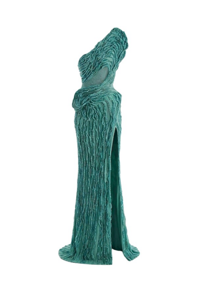 Tony Ward Aqua Green Strapless Cut Out Gown - Dresses - Lebanese Luxury Evening Wear at Luxury Shoes 