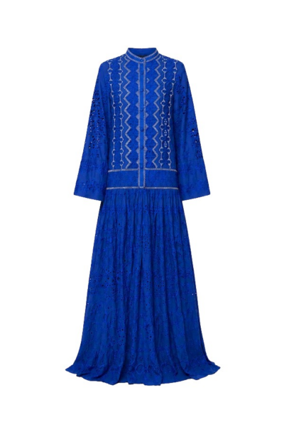 Tony Ward Deep Blue Crochet Kimono Gown - kimono - Lebanese Luxury Evening Wear at Luxury Shoes 