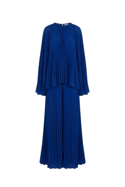 Tony Ward Deep Blue Pleated Top and Wide Leg Pants - Pants - Lebanese Luxury Evening Wear at Luxury Shoes 