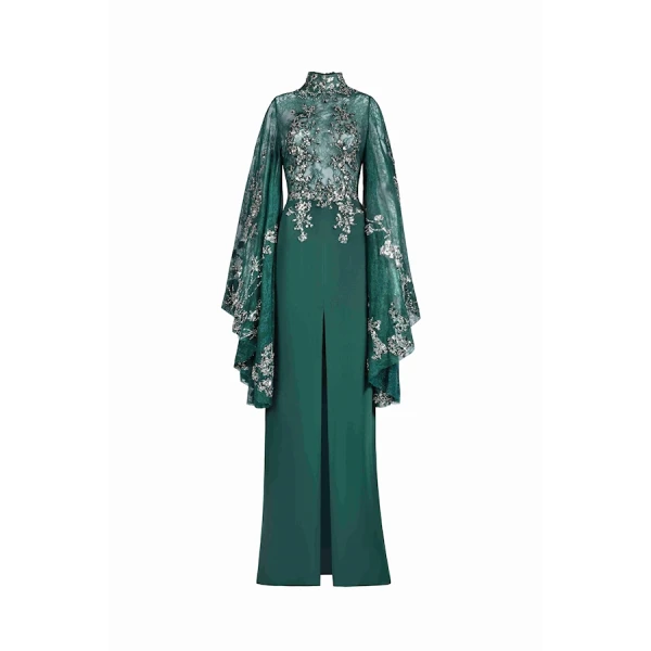 Tony Ward Emerald Bloom Slit Dress - Dresses - Lebanese Luxury Evening Wear at Luxury Shoes 