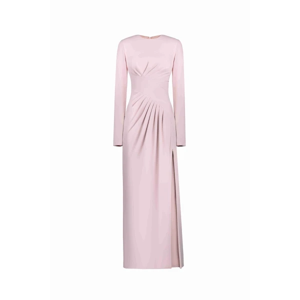Tony Ward Old Rose Draped Midi Dress - Dresses - Lebanese Luxury Evening Wear at Luxury Shoes 