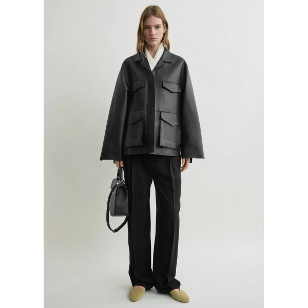 Totême Army leather jacket in Black - Jackets - Scandinavian Minimalist Luxury at Luxury Shoes 