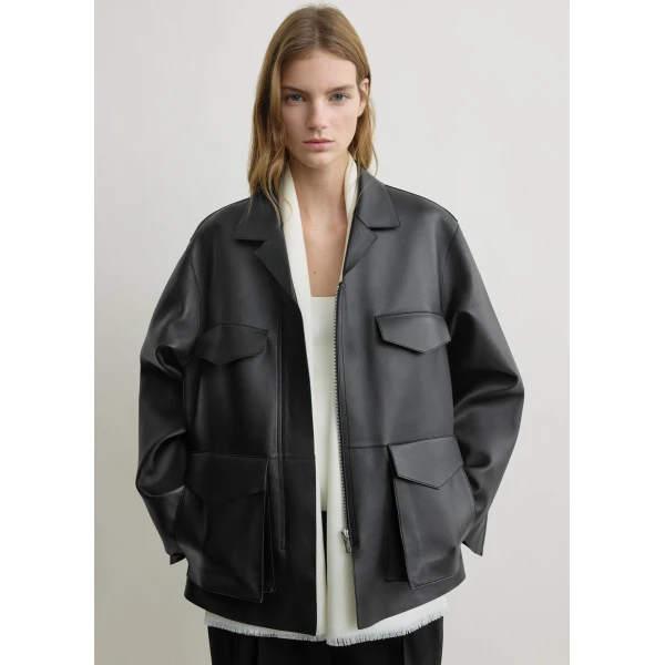Totême Army leather jacket in Black - Jackets - Scandinavian Minimalist Luxury at Luxury Shoes 