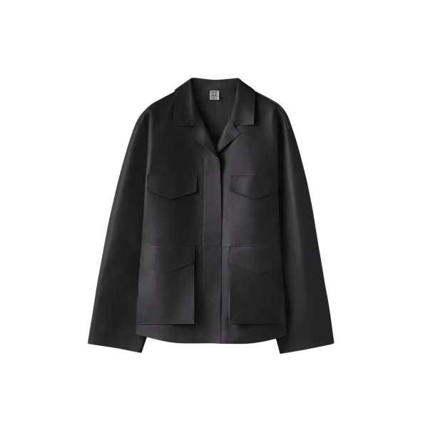 Totême Army leather jacket in Black - Jackets - Scandinavian Minimalist Luxury at Luxury Shoes 