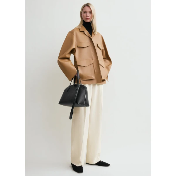 Totême Army leather jacket in Camel - Jackets - Scandinavian Minimalist Luxury at Luxury Shoes 
