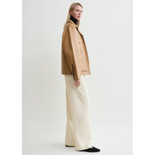 Totême Army leather jacket in Camel - Jackets - Scandinavian Minimalist Luxury at Luxury Shoes 