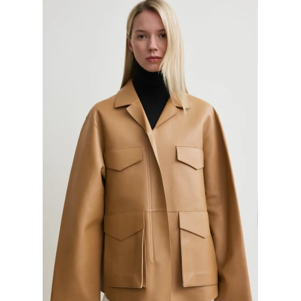Totême Army leather jacket in Camel - Jackets - Scandinavian Minimalist Luxury at Luxury Shoes 