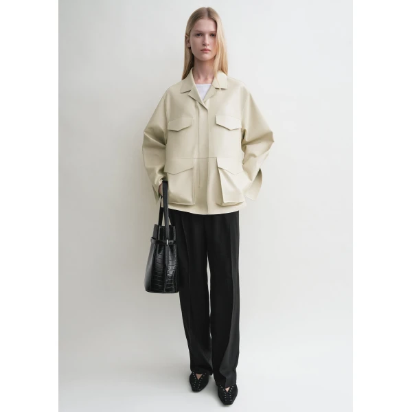 Totême Army leather jacket in Peanut - Jackets - Scandinavian Minimalist Luxury at Luxury Shoes 