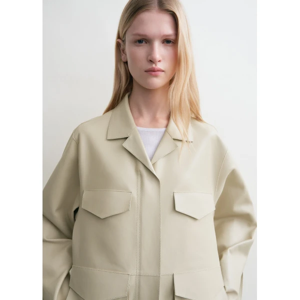 Totême Army leather jacket in Peanut - Jackets - Scandinavian Minimalist Luxury at Luxury Shoes 