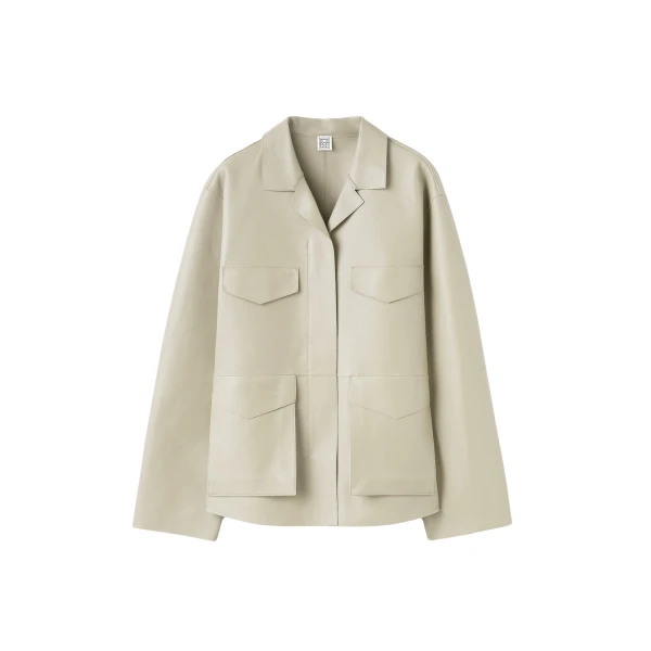 Totême Army leather jacket in Peanut - Jackets - Scandinavian Minimalist Luxury at Luxury Shoes 