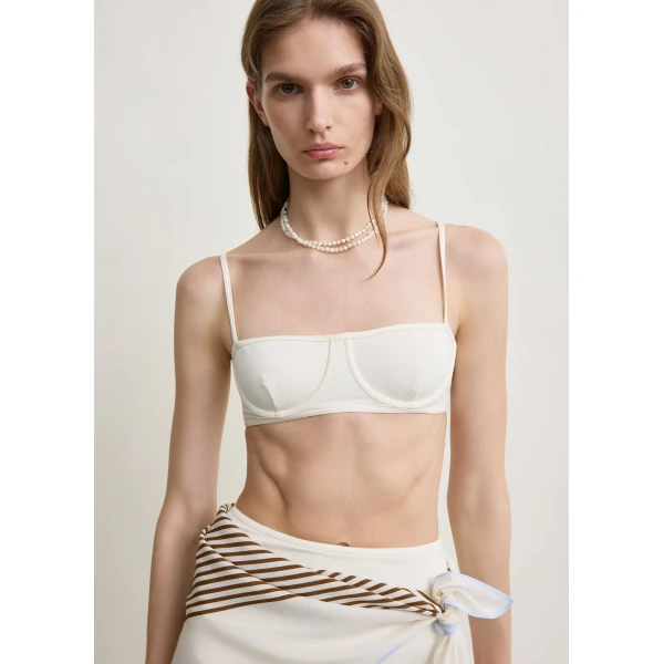 Totême Balconette bikini top in Ecru - Beachwear - Scandinavian Minimalist Luxury at Luxury Shoes 