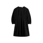 Totême Balloon sleeve cotton dress in Black - Dresses - Scandinavian Minimalist Luxury at Luxury Shoes 