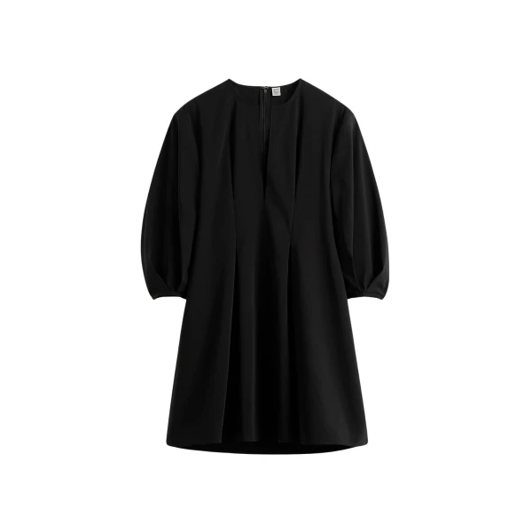 Totême Balloon sleeve cotton dress in Black - Dresses - Scandinavian Minimalist Luxury at Luxury Shoes 