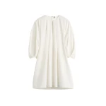 Totême Balloon sleeve cotton dress in White - Dresses - Scandinavian Minimalist Luxury at Luxury Shoes 