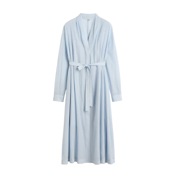 Totême Belted cotton voile dress in Sky - Dresses - Scandinavian Minimalist Luxury at Luxury Shoes 