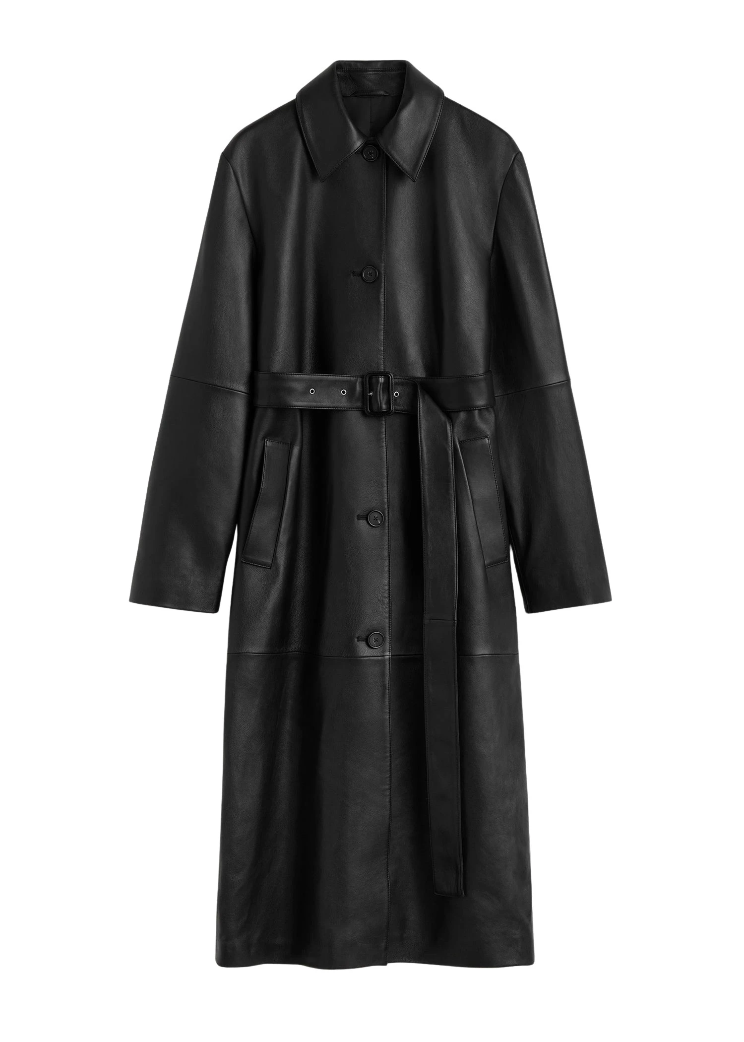 Toteme-Belted-leather-coat-in-Black47013_nobg Totême Belted leather coat in Black - Coats - Scandinavian Minimalist Luxury at Luxury Shoes
