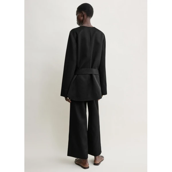 Totême Belted satin tunic in Black - Tops - Scandinavian Minimalist Luxury at Luxury Shoes 