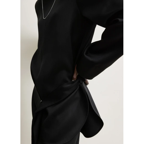 Totême Belted satin tunic in Black - Tops - Scandinavian Minimalist Luxury at Luxury Shoes 