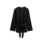 Totême Belted satin tunic in Black - Tops - Scandinavian Minimalist Luxury at Luxury Shoes 