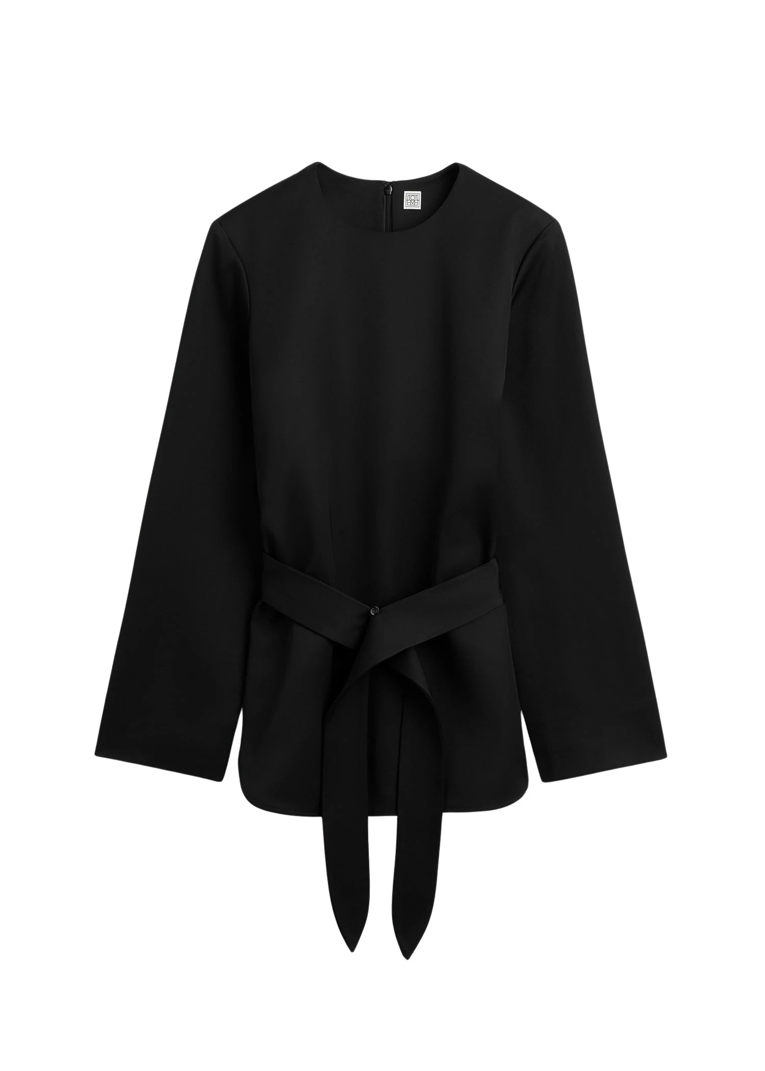 Toteme-Belted-satin-tunic-in-Black11494_nobg Totême Belted satin tunic in Black - Tops - Scandinavian Minimalist Luxury at Luxury Shoes