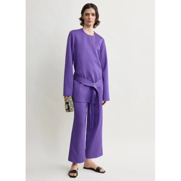 Totême Belted satin tunic in Violet - Tops - Scandinavian Minimalist Luxury at Luxury Shoes 