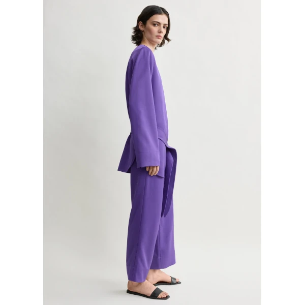 Totême Belted satin tunic in Violet - Tops - Scandinavian Minimalist Luxury at Luxury Shoes 