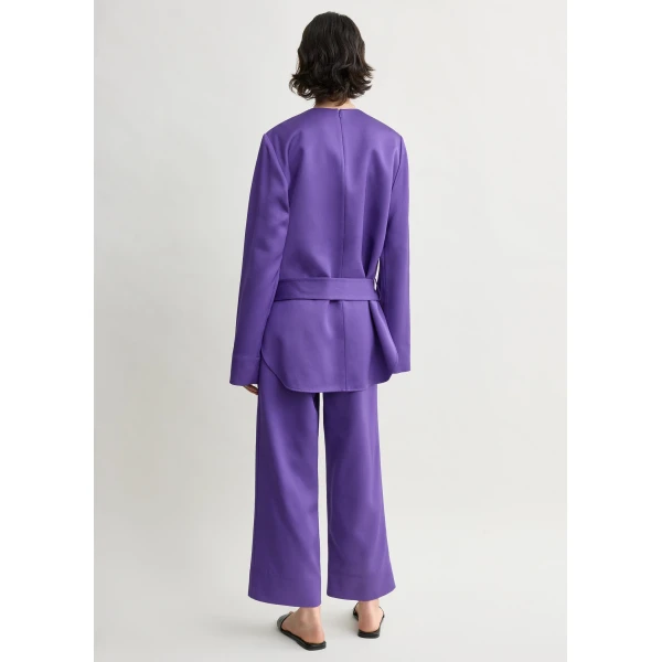 Totême Belted satin tunic in Violet - Tops - Scandinavian Minimalist Luxury at Luxury Shoes 