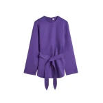 Totême Belted satin tunic in Violet - Tops - Scandinavian Minimalist Luxury at Luxury Shoes 