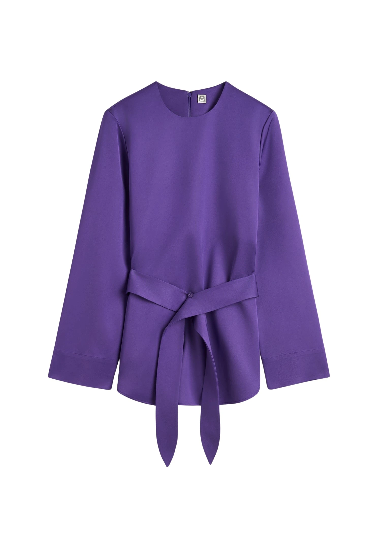 Toteme-Belted-satin-tunic-in-Violet37266_nobg Totême Belted satin tunic in Violet - Tops - Scandinavian Minimalist Luxury at Luxury Shoes