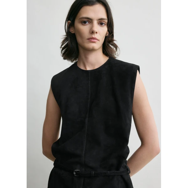 Totême Belted suede top in Black - Tops - Scandinavian Minimalist Luxury at Luxury Shoes 