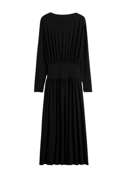 Totême Boatneck jersey dress in Black - Dresses - Scandinavian Minimalist Luxury at Luxury Shoes 