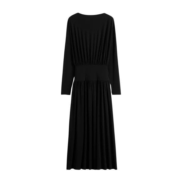 Totême Boatneck jersey dress in Black - Dresses - Scandinavian Minimalist Luxury at Luxury Shoes 