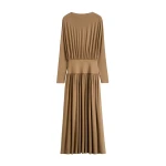 Totême Boatneck jersey dress in Nutmeg - Dresses - Scandinavian Minimalist Luxury at Luxury Shoes 