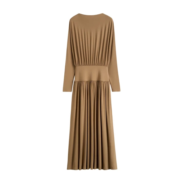Totême Boatneck jersey dress in Nutmeg - Dresses - Scandinavian Minimalist Luxury at Luxury Shoes 