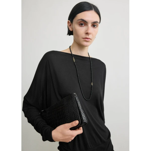 Totême Boatneck jersey top in Black - Tops - Scandinavian Minimalist Luxury at Luxury Shoes 