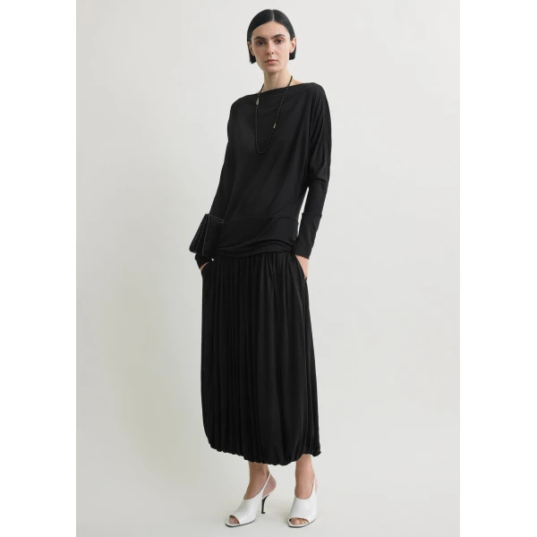 Totême Boatneck jersey top in Black - Tops - Scandinavian Minimalist Luxury at Luxury Shoes 