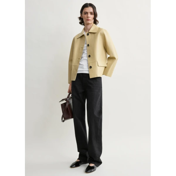 Totême Bonded leather jacket in Chai - Jackets - Scandinavian Minimalist Luxury at Luxury Shoes 