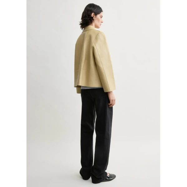 Totême Bonded leather jacket in Chai - Jackets - Scandinavian Minimalist Luxury at Luxury Shoes 