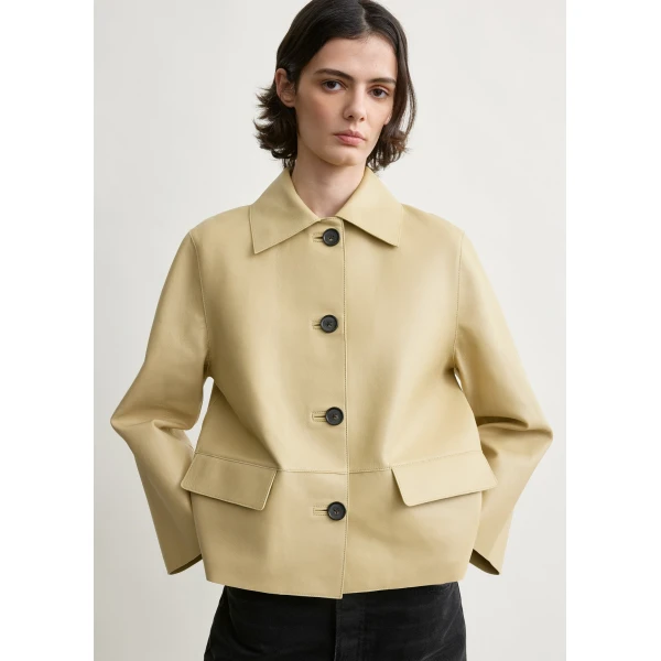 Totême Bonded leather jacket in Chai - Jackets - Scandinavian Minimalist Luxury at Luxury Shoes 
