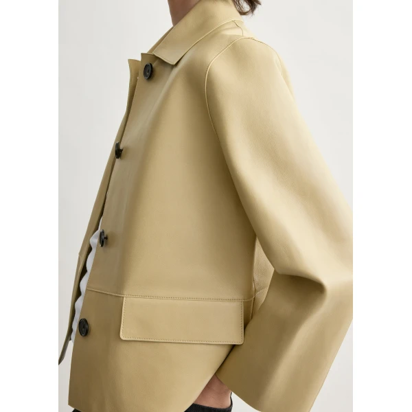 Totême Bonded leather jacket in Chai - Jackets - Scandinavian Minimalist Luxury at Luxury Shoes 