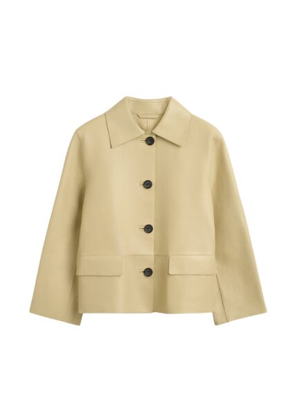 Totême Bonded leather jacket in Chai - Jackets - Scandinavian Minimalist Luxury at Luxury Shoes 