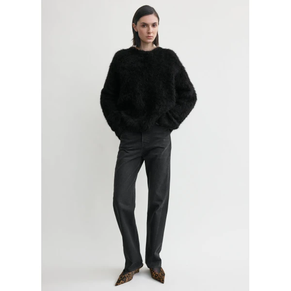 Totême Boxy alpaca knit in Black - Knitwear - Scandinavian Minimalist Luxury at Luxury Shoes 