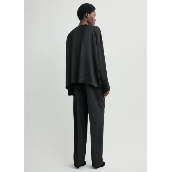 Totême Boxy satin top in Black - Tops - Scandinavian Minimalist Luxury at Luxury Shoes 