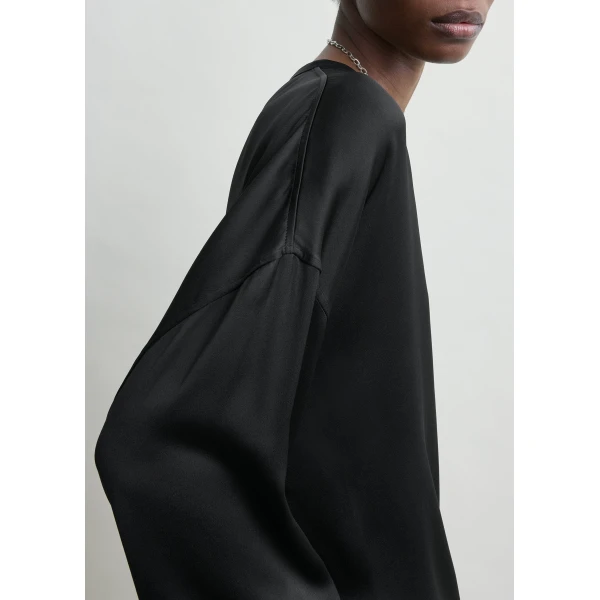 Totême Boxy satin top in Black - Tops - Scandinavian Minimalist Luxury at Luxury Shoes 