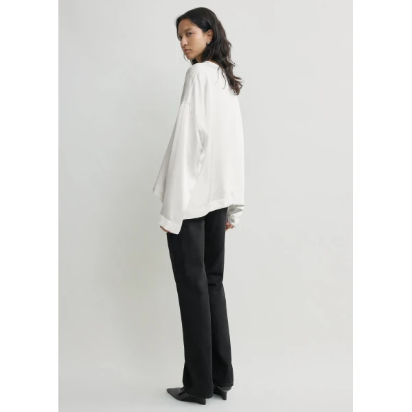 Totême Boxy satin top in White - Tops - Scandinavian Minimalist Luxury at Luxury Shoes 