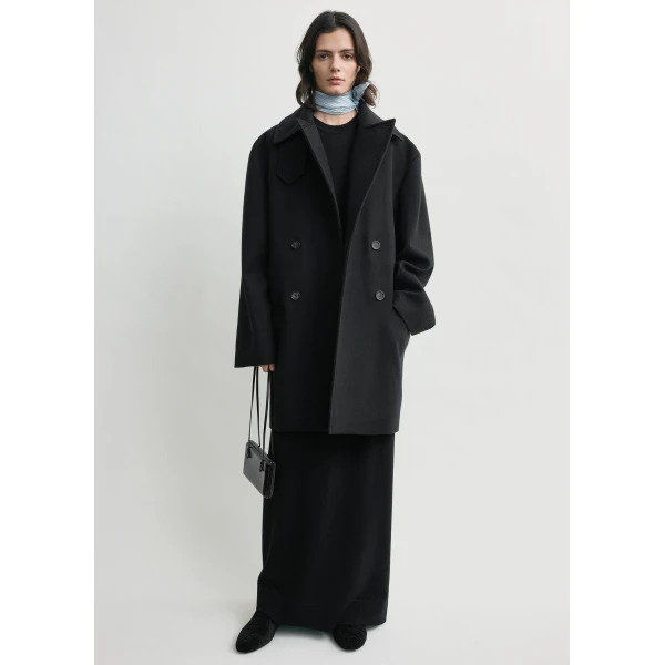 Totême Broad peacoat in Black - Jackets - Scandinavian Minimalist Luxury at Luxury Shoes 