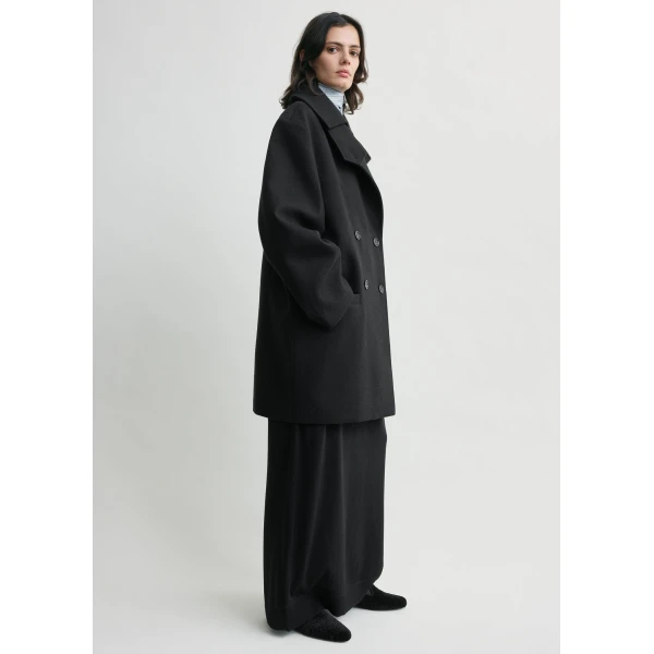 Totême Broad peacoat in Black - Jackets - Scandinavian Minimalist Luxury at Luxury Shoes 